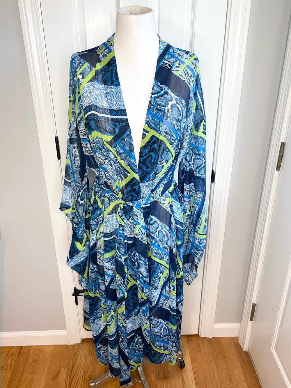 All Worthy by Hunter McGrady Blue Lime Print Swim Coverup